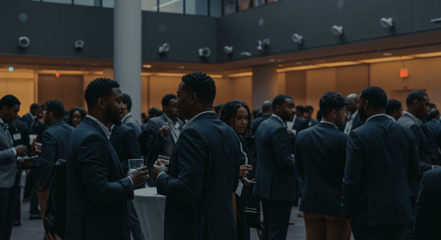 African American professionals networking at a large-scale event